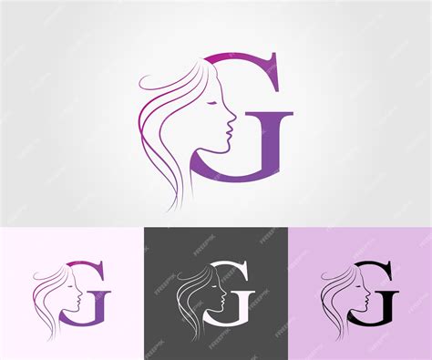 Premium Vector G Letter Beauty Face Hair Salon Logo Design Vector