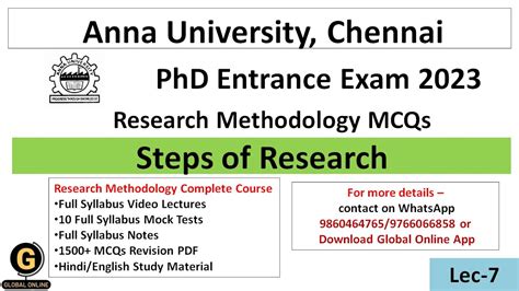 Steps Of Research MCQs PhD Entrance Test At Anna University 2023 YouTube