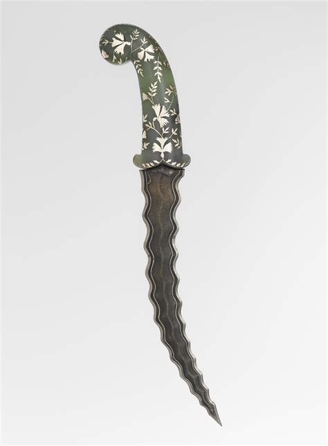 Dagger With Wavy Blade And Jade Grip India 17th 18th Century