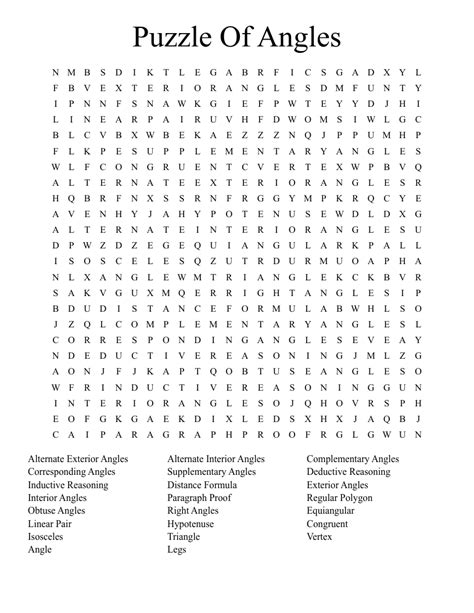 Puzzle Of Angles Word Search Wordmint