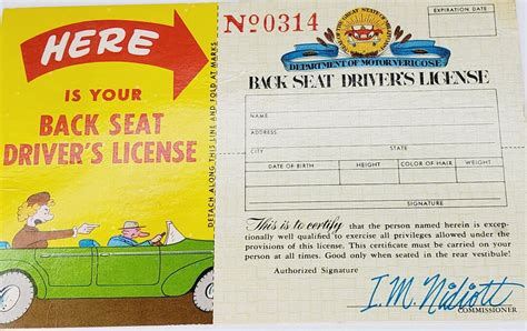 Postcard Humorous HERE Is Your Back Seat Drivers License No 0314 Etsy