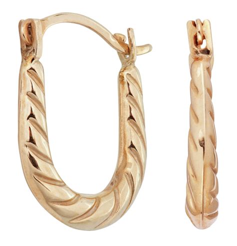 Revere 9ct Yellow Gold Mini Ridge Creole Hoop Earrings 2106256