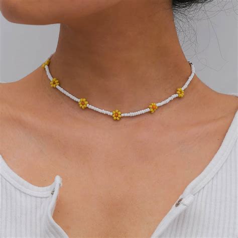 Minimalist Colorful Floral Daisy Seed Beaded Choker Necklace Artofit