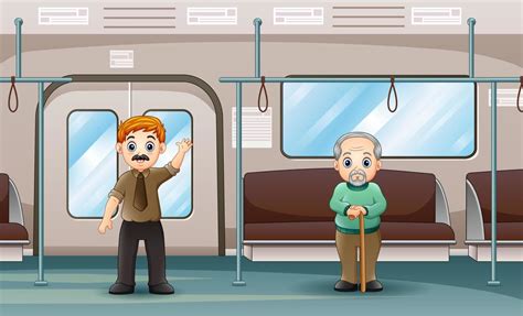 People inside a metro subway train illustration 6951759 Vector Art at ...