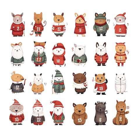 Christmas Advent Calendar With Cute Christmas Characters Cute