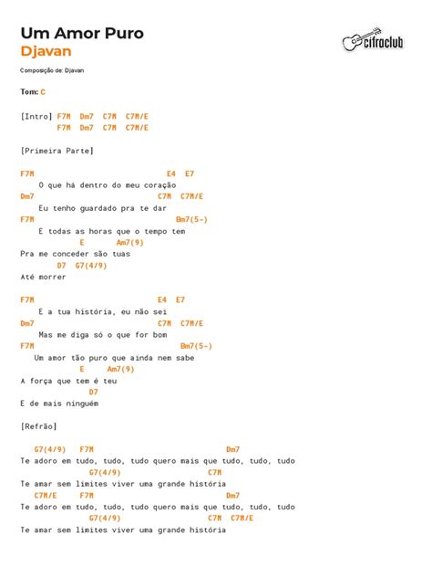 Cifra Club Djavan Um Amor Puro Pdf Amor