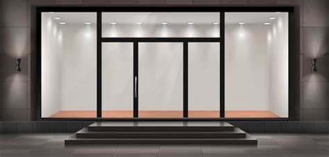 Free Vector | Illustration of storefront with steps and entrance door ...