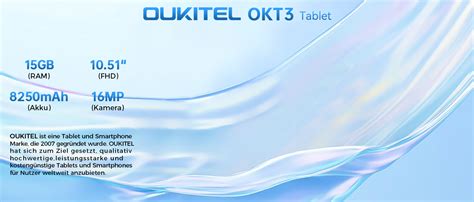 OUKITEL OKT3 Tablet Android 13, 15GB RAM + 256GB ROM Gaming PC mit ...