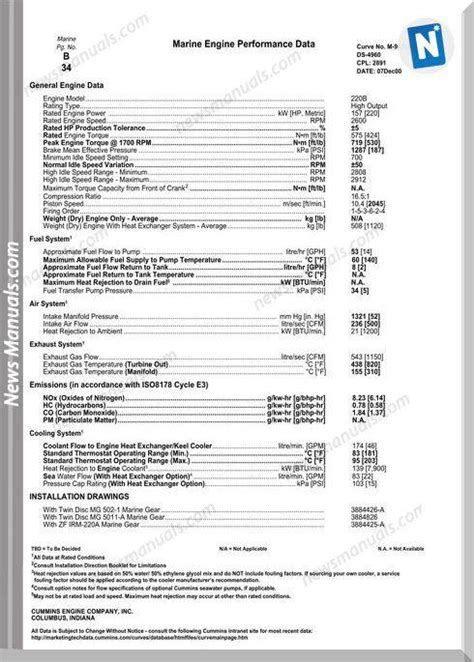 Cummins All Series Engine Specifications