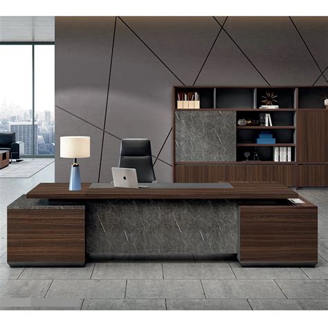 Contemporary L-shaped Executive Wood Desk with Drawers