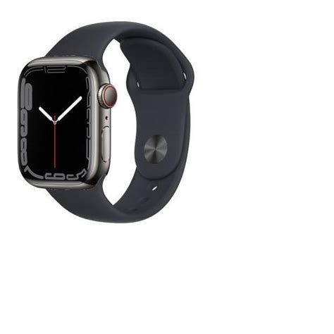 Apple Watch Series 7 (2021) GPS + Cellular 45 mm - Stainless steel Graphite - Sport band Black ...