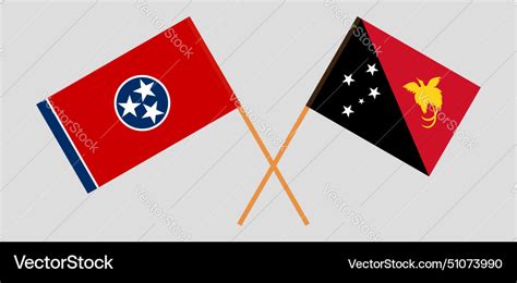 Crossed flags of the state of tennessee and papua Vector Image