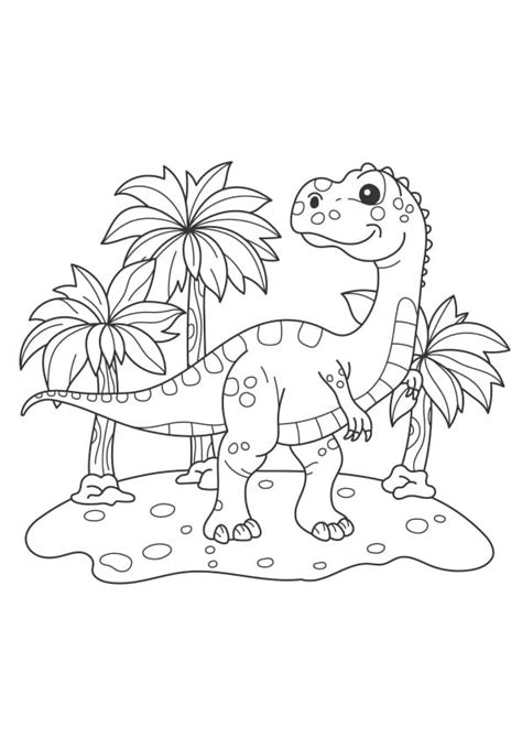 Dibujos De Un Lindo Dinosaurio Para Colorear Para Colorear Pintar E