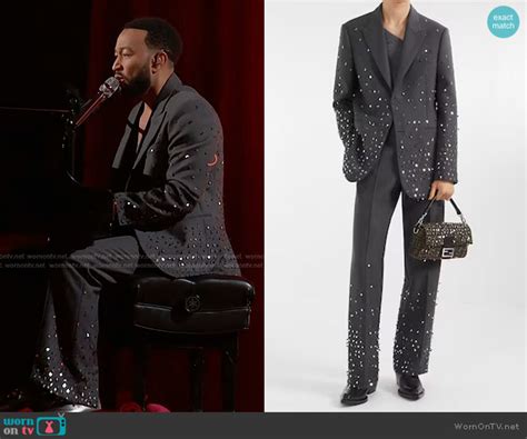 Wornontv John Legends Grey Embellished Suit On The Voice John Legend Clothes And Wardrobe