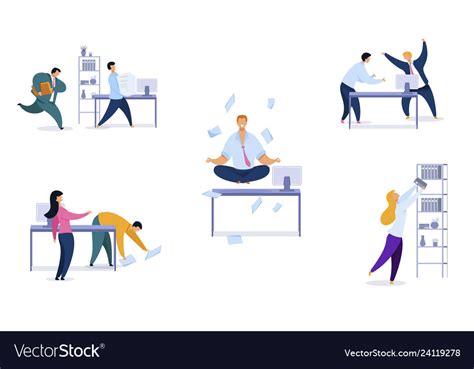 Office Daily Routine Set Royalty Free Vector Image