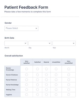 Patient Feedback Form Template Jotform