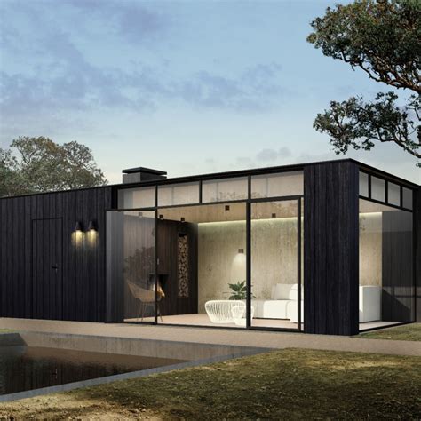 Buitenverblijf Modern Zwart Backyard House House Exterior Minimal