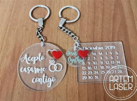 Llavero Calendario Con Fecha De Boda En Acr Lico Transparente Cortado