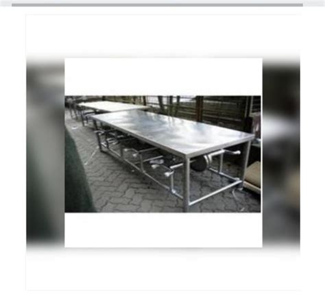 Silver Color Six Seater Stainless Steel Canteen Dining Table Set Use