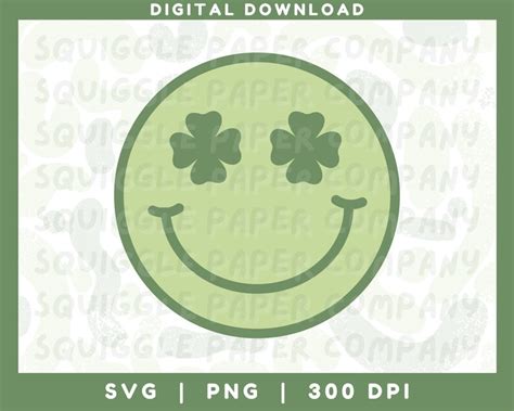 St Patricks Day Retro Clover Smiley Svg Png Retro Shamrock Eyes