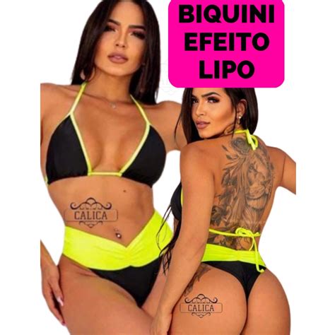 Biquini Efeito Lipo HotPants Calcinha Fio Duplo Empina Bumbum