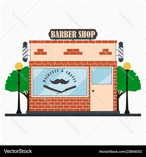 Barber Shop Building Facade With Signboard Vector Image