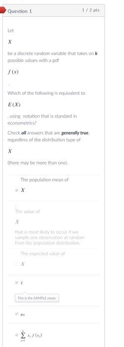 Solved Question 1 1 2 Pts Let X Be A Discrete Random