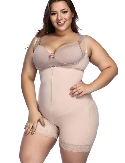 Plus Size Bodysuit Shaper Butt Waist Trainer Corset Zipper Shapewear