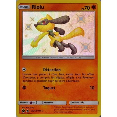 Carte Pok Mon Sv Riolu Pv Shiny Sl Soleil Et Lune