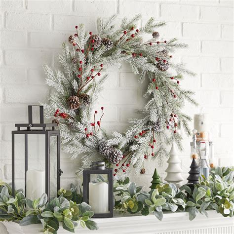 Holiday Time Frosted Christmas Wreath, 28 Inch - Walmart.com