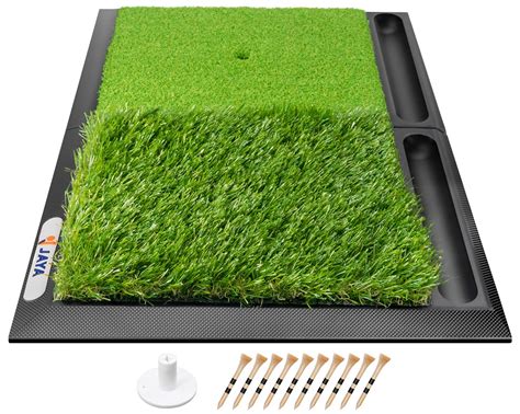 Jaya Golf Hitting Mat With Ball Tray Heavy Rubber Base Fairway