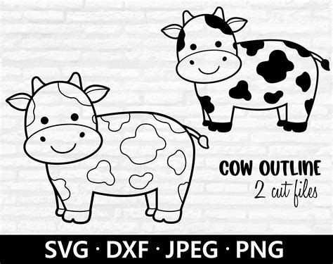 Cow Outline Svg Baby Cow Svg Cow Svg Cow Clipart Cow Etsy