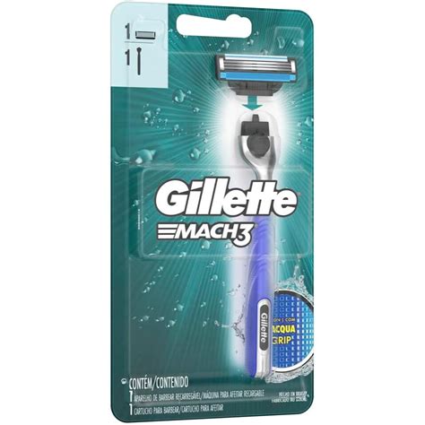 Aparelho de Barbear Prestobarba GILLETTE MACH 3 AQUA GRIP Móvel