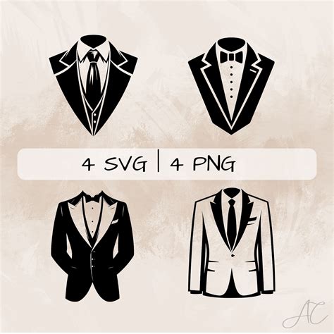 Tuxedo SVG Bundle Fancy Clothes PNG Suite Clipart Hand Drawn Tuxedo