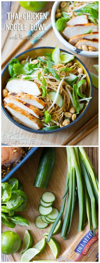 Thai Chicken Noodle Bowl With Peanut Sauce