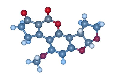 รูปแบบจำลองโมเลกุลอะฟลาท็อกซินที่มีโครงสร้างอะตอมเป็นภาพสี Png ภาพ