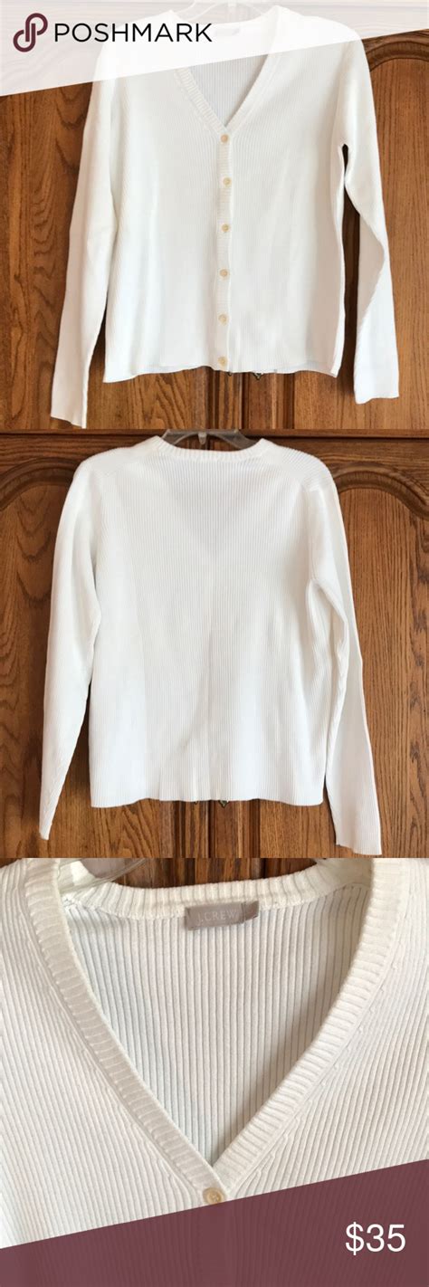 J Crew White Ribbed Button Up Cardigan Cardigan Sweaters For Women