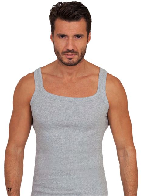 Canotta Da Uomo Spalla Stretta Cotone A Costina BASIC COTTON Intimo 2D