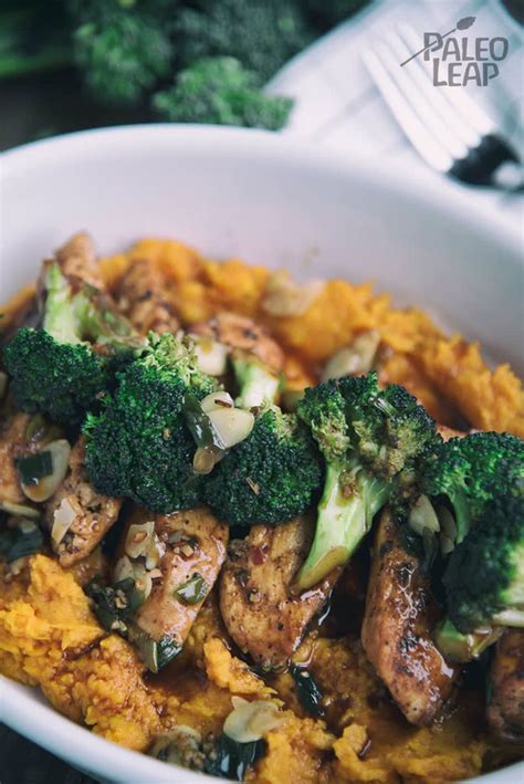 Glazed Chicken With Broccoli And Mashed Sweet Potatoes Paleo Leap