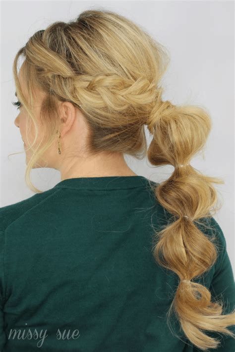 Braid Wrapped Bubble Ponytail