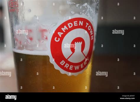 A Pint Glass With The Logo Of The Camden Town Brewery On It At A Pub In Oxford England United