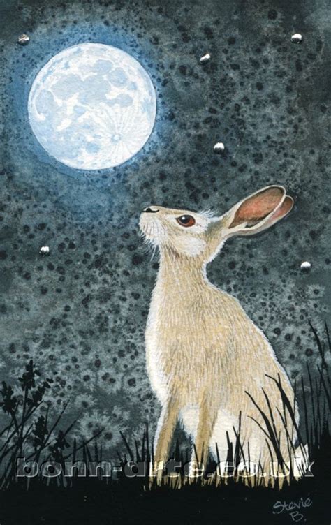 Original Painting - Magical Moon Gazing Hare Hare Watercolour, Hare ...