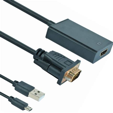 Cabo adaptador Gembird VGA macho para HDMI fêmea 0 15 m áudio de 3