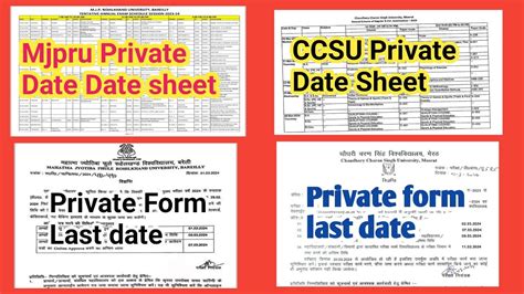 Private Exam Date Last Date Ccsu Date Sheet Mjpru Private