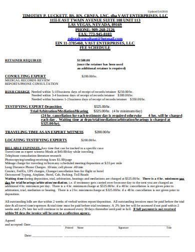 Deposition Fee Schedule Template