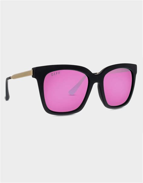 Diff Eyewear Bella Polarized Sunglasses Matte Black Pink Mirror Tillys