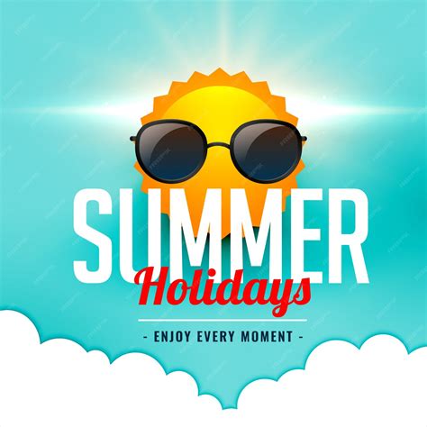 Free Vector Summer Holidays Card With Sun Wearing Sunglasses