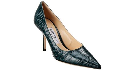 Jimmy Choo Love Croc Effect Leather Pumps In Green Lyst