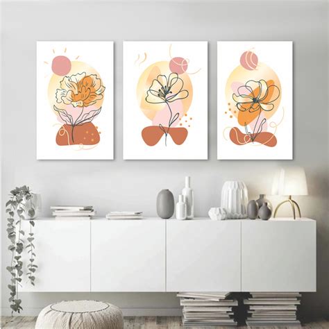 Kit Quadros Decorativos Flores Minimalistas Elo7