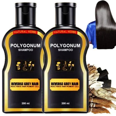 2pcs Polygonum Multiflorum Shampoo Reverse Grey Hair Darkening Natural